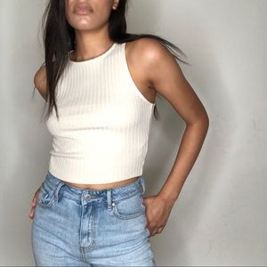 Cream crop tank top
